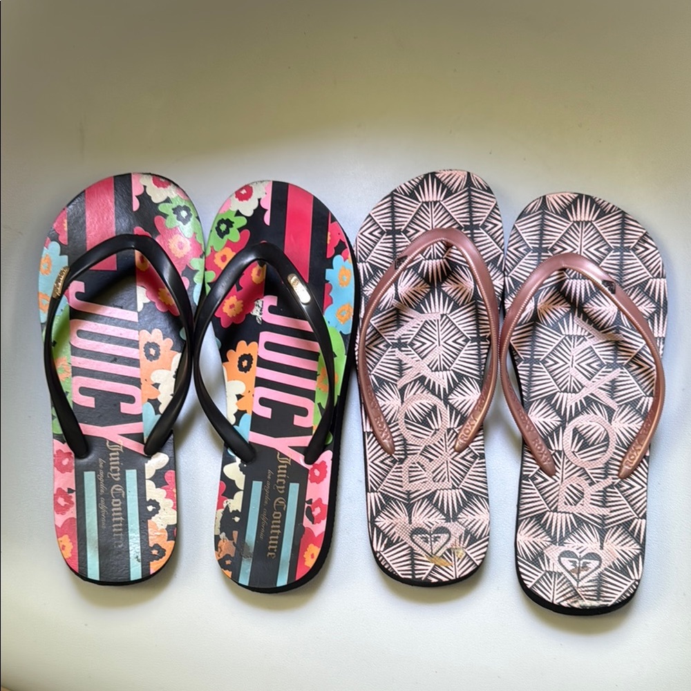 Juicy Couture and Roxy Flip Flops Set